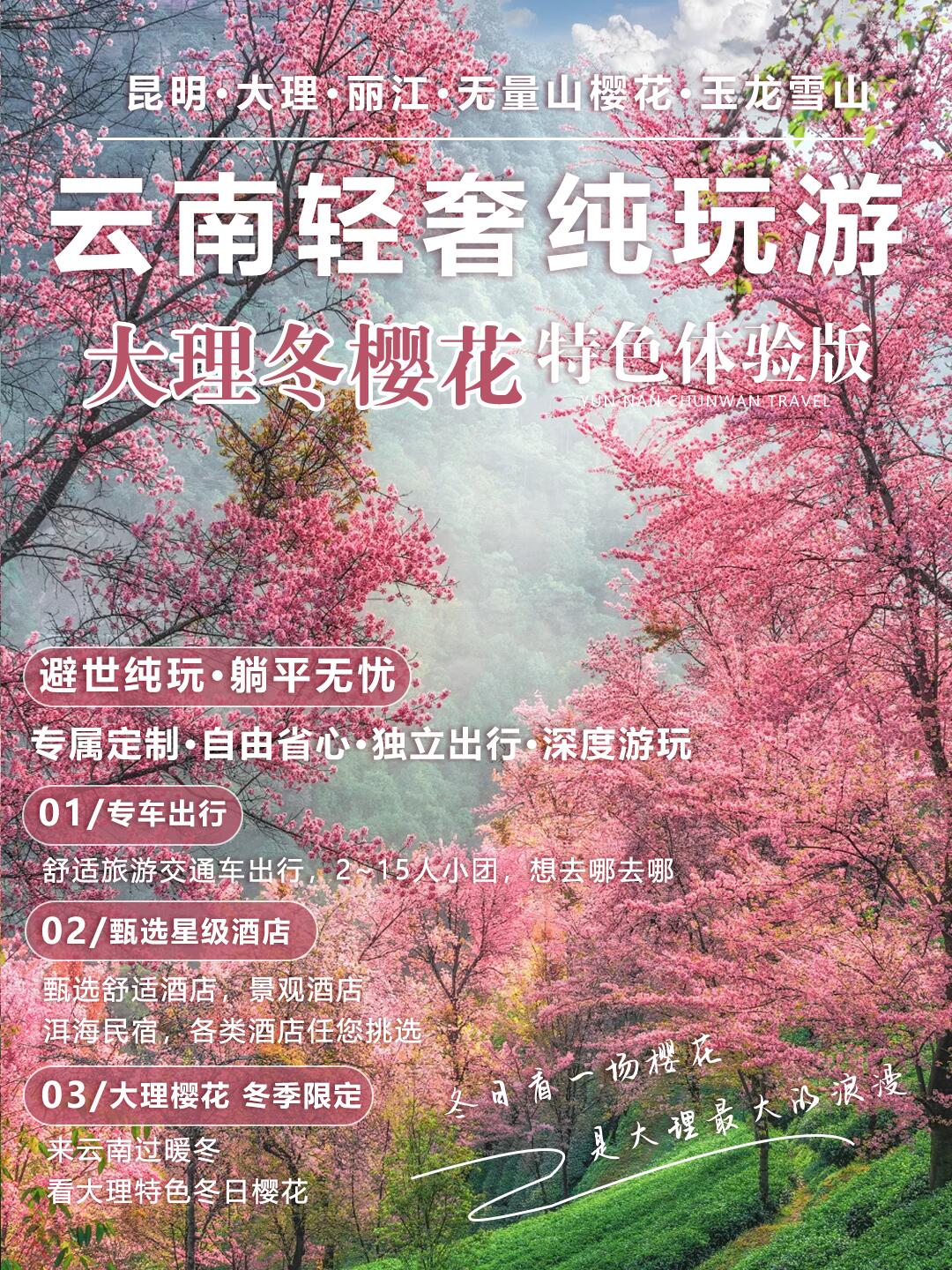 純玩小團(tuán)人均1k+解鎖大理冬櫻6日游你不知道的秘密賞櫻地大理冬櫻寒假快沖！